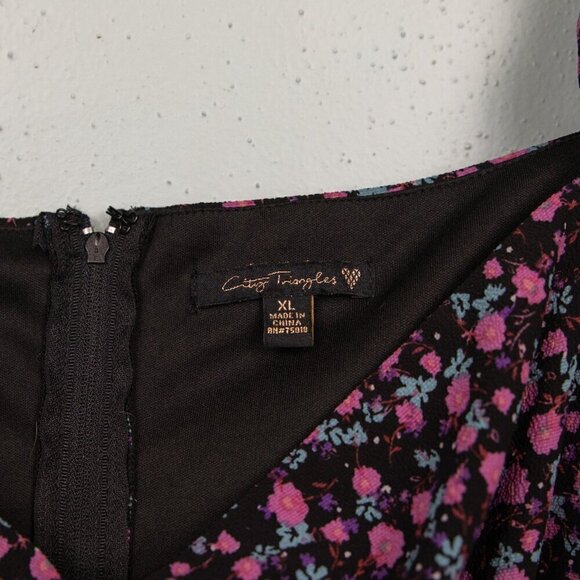 City Triangles peasant ditzy floral mini dress-XL - Picture 3 of 5
